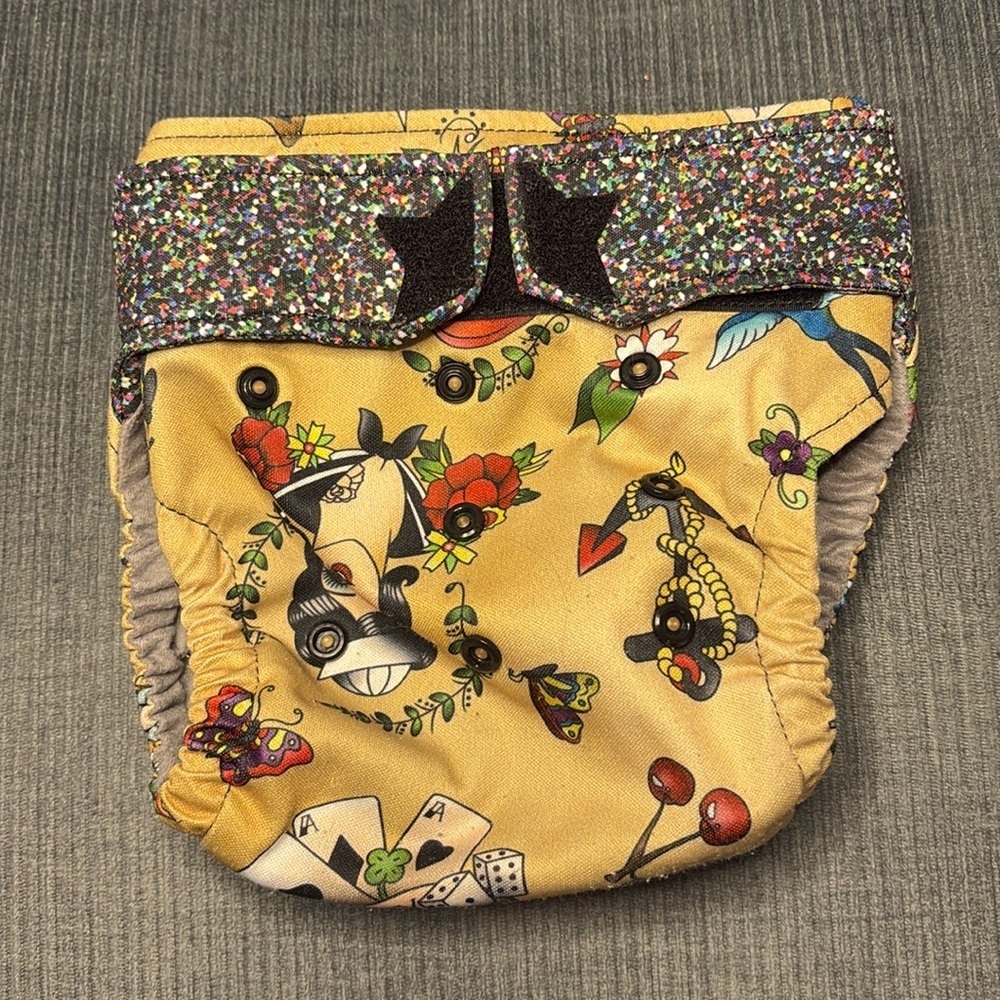 Ragababe Cloth Diaper Cover Nautical Print Tan Blue Red Size 2